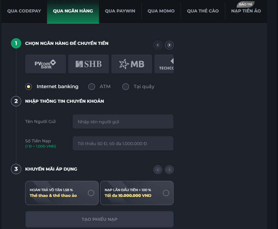 Nạp tiền SOC88: Hướng dẫn thực hiện giao dịch chi tiết Từ A-Z 4 Cách nạp tiền tại SOC88 đơn giản, thời gian xử lý nhanh chóng
