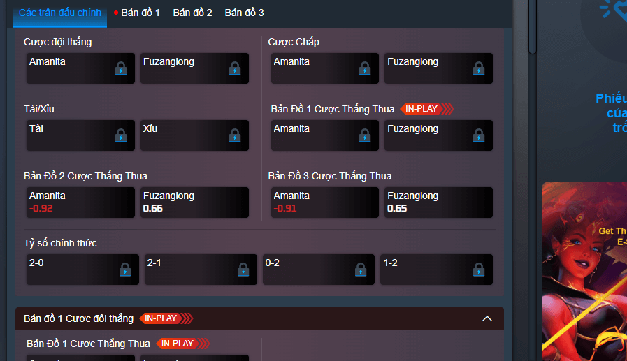 Tỷ lệ kèo cược cập nhật sớm