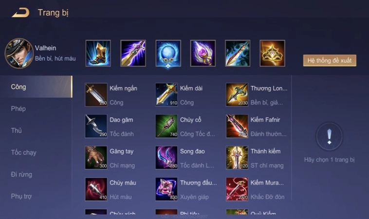 Chi tiết cách lên đồ Valhein sát thương mạnh mẽ